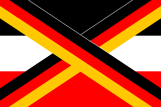 [Flag Proposal no. 16: Black-white-red tricolour with a black-red-gold saltire (Germany 1919-1933)]