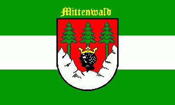 [Mittenwald town flag w/ inscription]