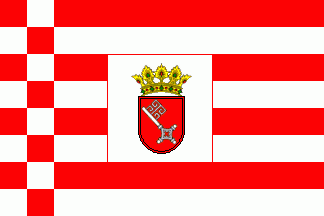 [Bremen State Flag with 'Middle' Arms fimbriated]