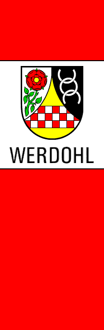 [City of Werdohl hanging flag (Märkischer Kreis County, Northrhine-Westphalia, Germany)]