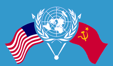 [Defaced UN flag]