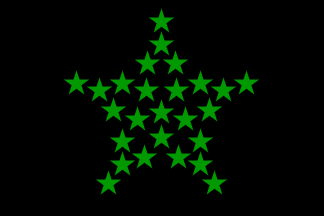 [black field, green stars patterned into a larger star]