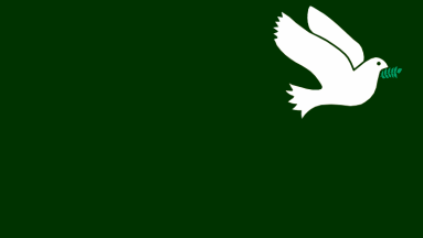 [Eddie Izzard's green dove flag]
