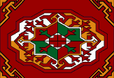 [Detail of Turkmenistan carpet design on flag]